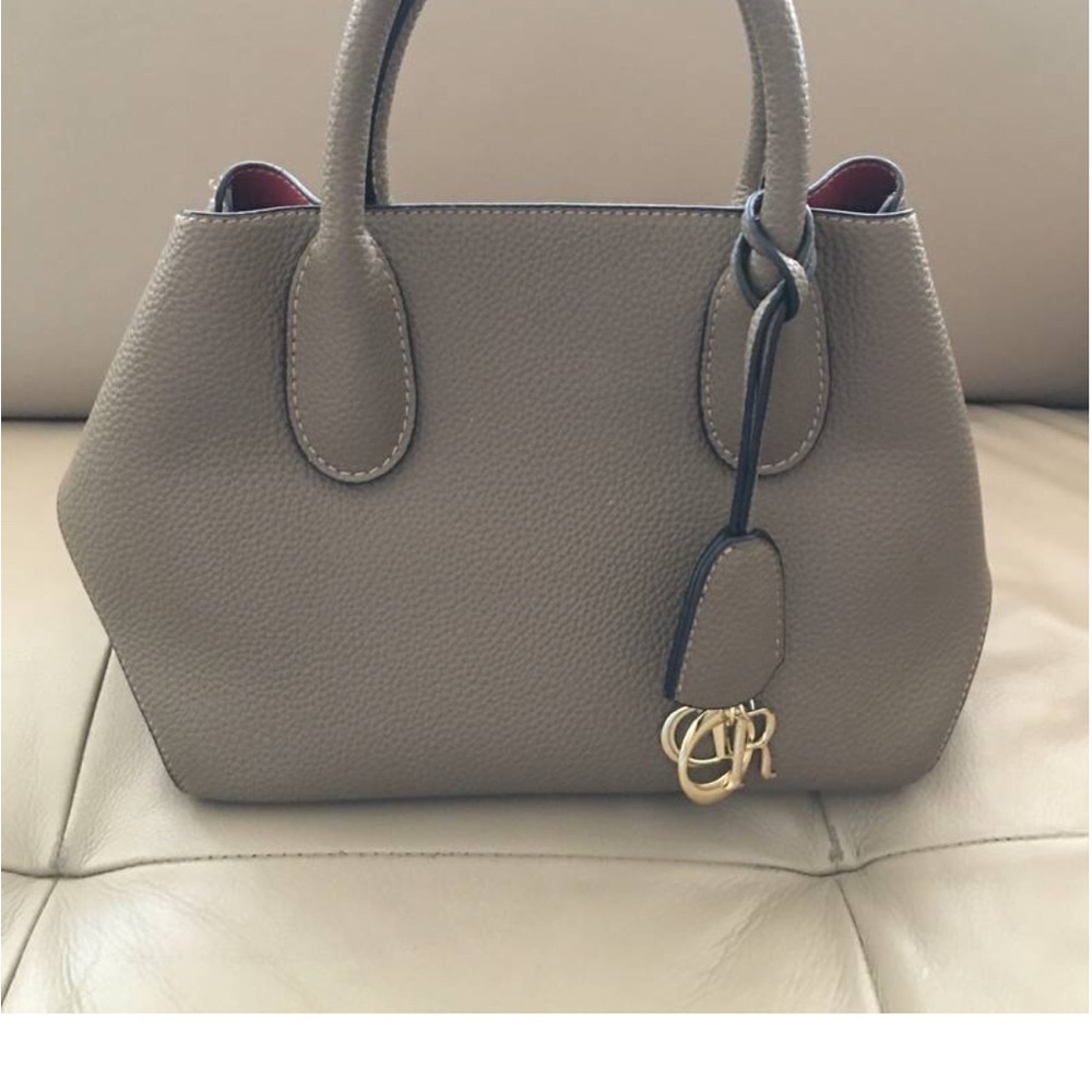 Zara Taupe Tote with Gold Accent